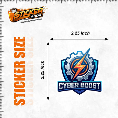 Cyber Boost™ Tech Sticker | Premium Waterproof Vinyl Car & Bike Sticker | Futuristic Power Logo Decal