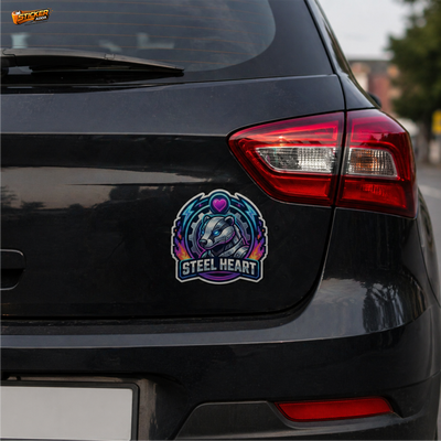 Steel Heart™ Robot Bear Sticker | Premium Waterproof Vinyl Car & Bike Sticker | Futuristic Love Tech Decal