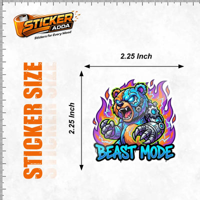Beast Mode™ Cyber Bear Sticker | Premium Waterproof Vinyl Car & Laptop Sticker | Aggressive Power Decal | StickerAdda™