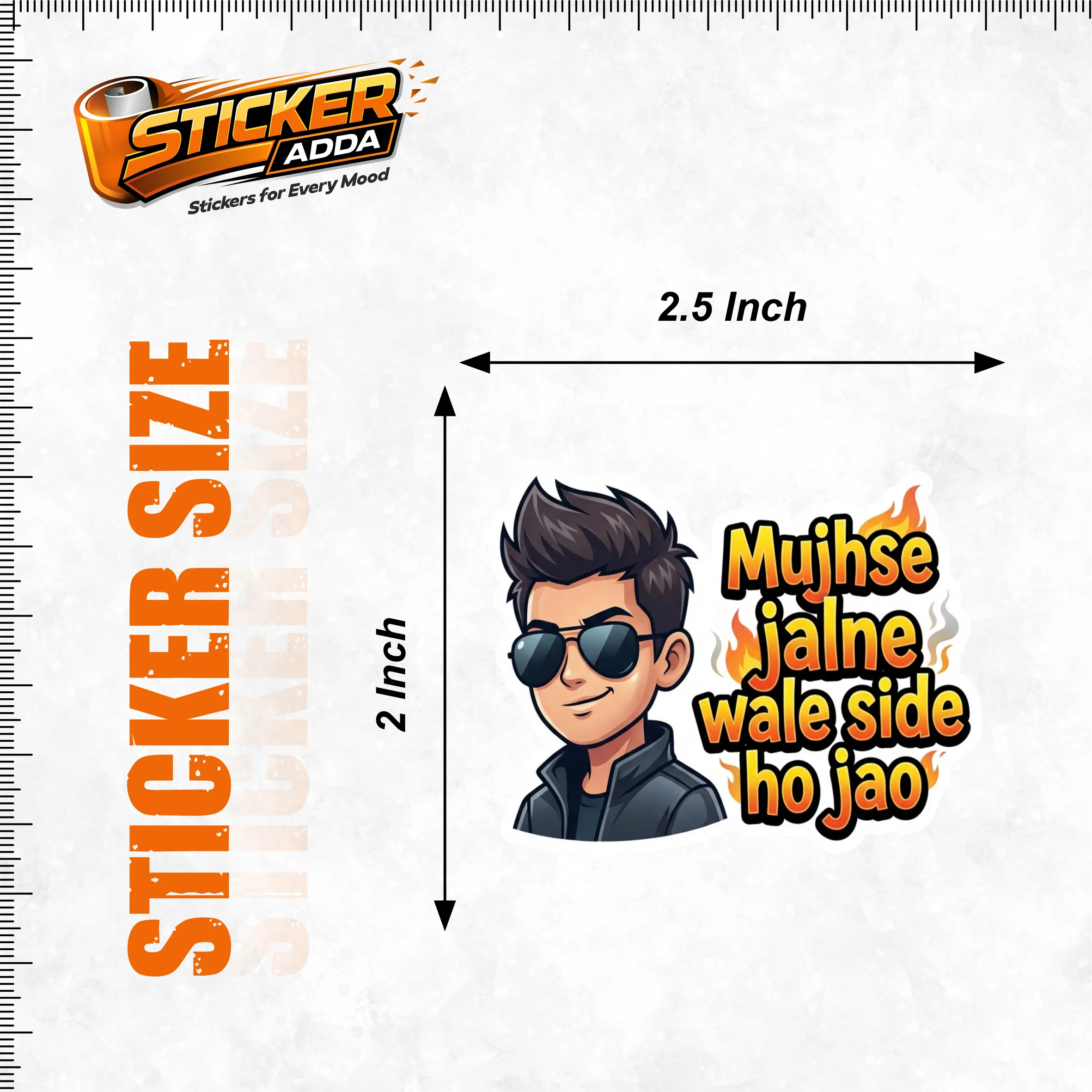 Mujhse Jalne Wale Side Ho Jao™ Funny Attitude Sticker | Premium Vinyl Waterproof Car, Bike & Laptop Sticker | StickerAdda™