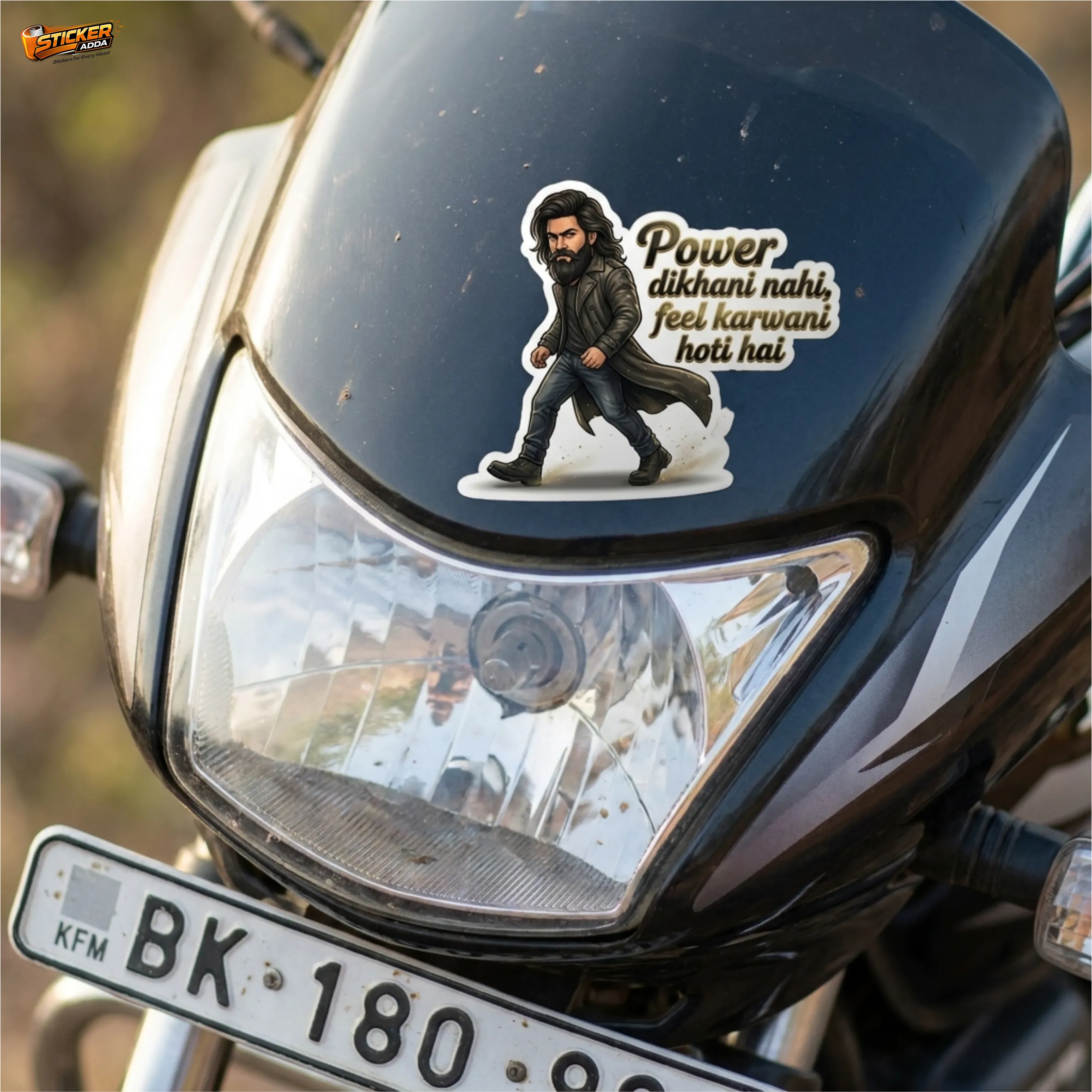 Power Dikhani Nahi Feel Karwani Hoti Hai™ Bike Sticker | Waterproof Vinyl Decal for Car, Helmet & Laptop | StickerAdda™