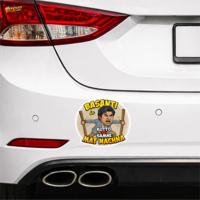 Basanti In Kutto Ke Samne Mat Nachna™ Funny Sticker | Waterproof Vinyl Car & Bike Sticker