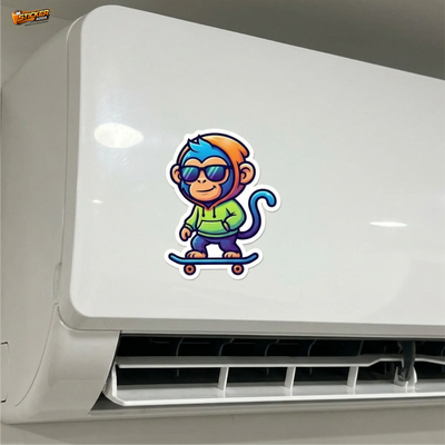 Urban Monkey Vibes™ Skateboard Cartoon Sticker | Stylish Waterproof Vinyl Decal for Car, Laptop, Bike & Helmet