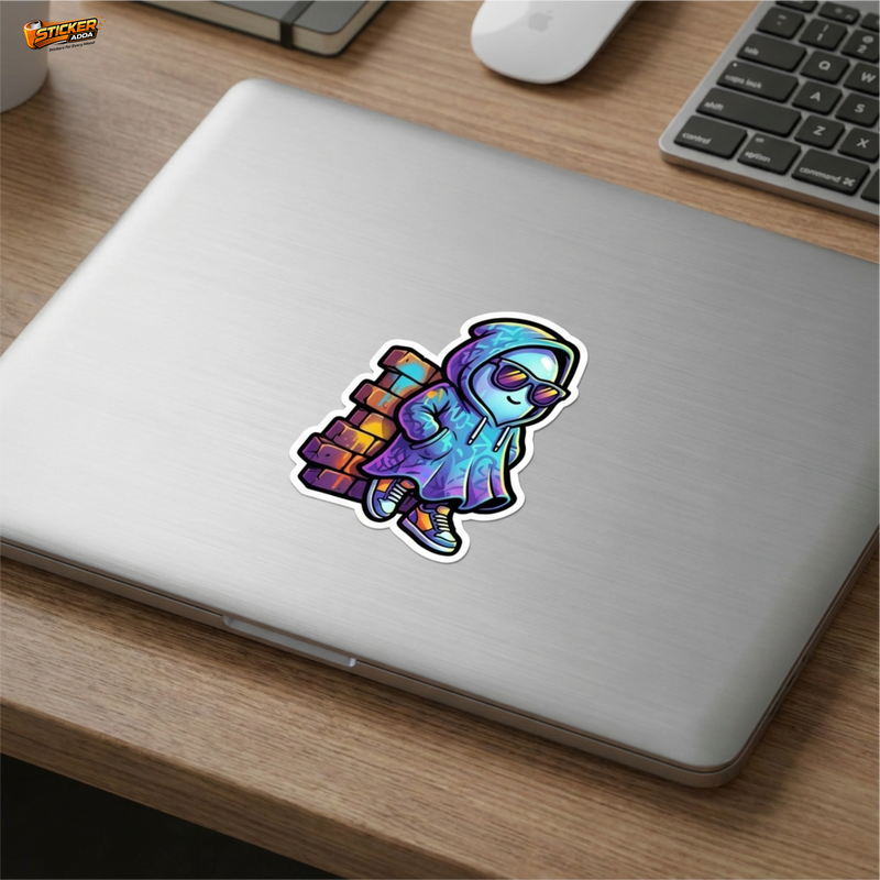 Street Vibe Ghost Graffiti™ Sticker – Cool Hoodie Character Vinyl Decal for Laptop, Bike & Helmet 4