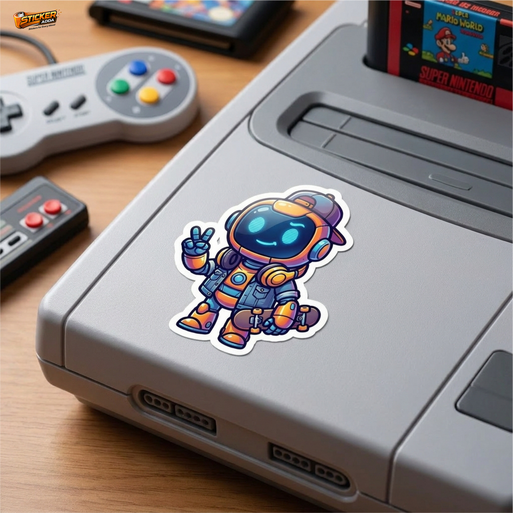 Street Vibe Robot Skater™ Sticker – Cool Astronaut Character Vinyl Decal for Laptop, Bike & Helmet | StickerAdda™