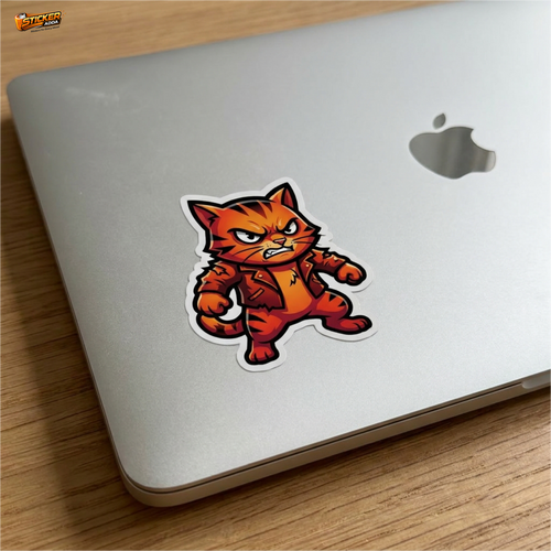 Angry Attitude Cat™ Sticker | Savage Cartoon Character Waterproof Vinyl Decal for Car, Bike, Laptop & Helmet | Stylish Character Sticker | StickerAdda™