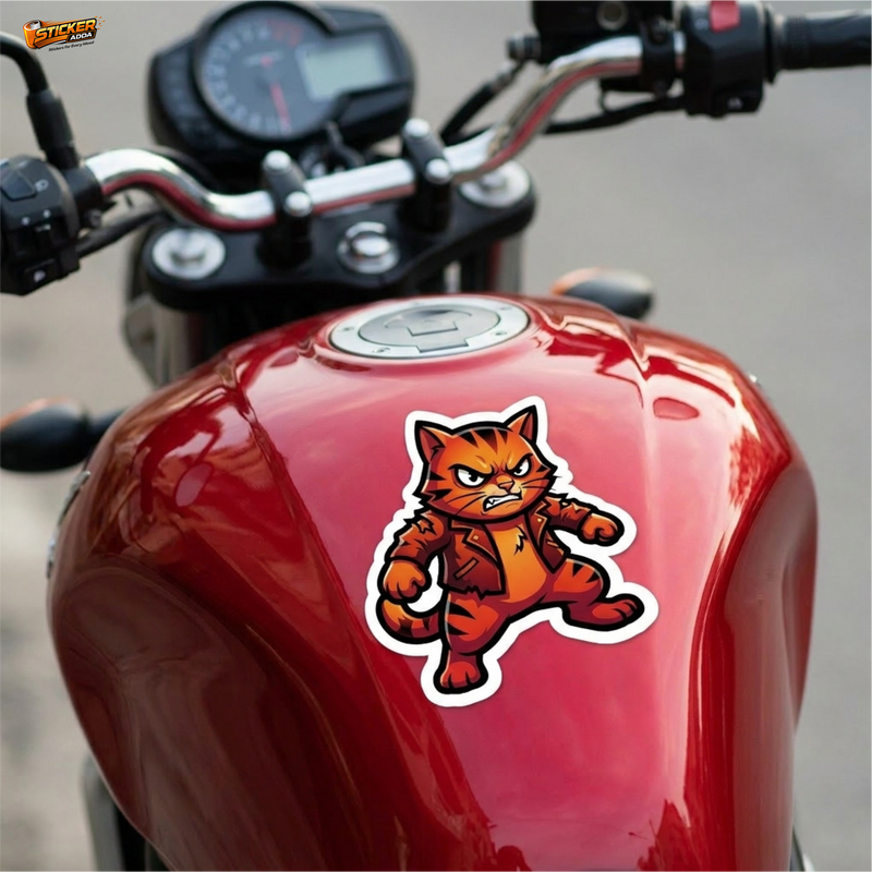 Angry Attitude Cat™ Sticker | Savage Cartoon Character Waterproof Vinyl Decal for Car, Bike, Laptop & Helmet 3