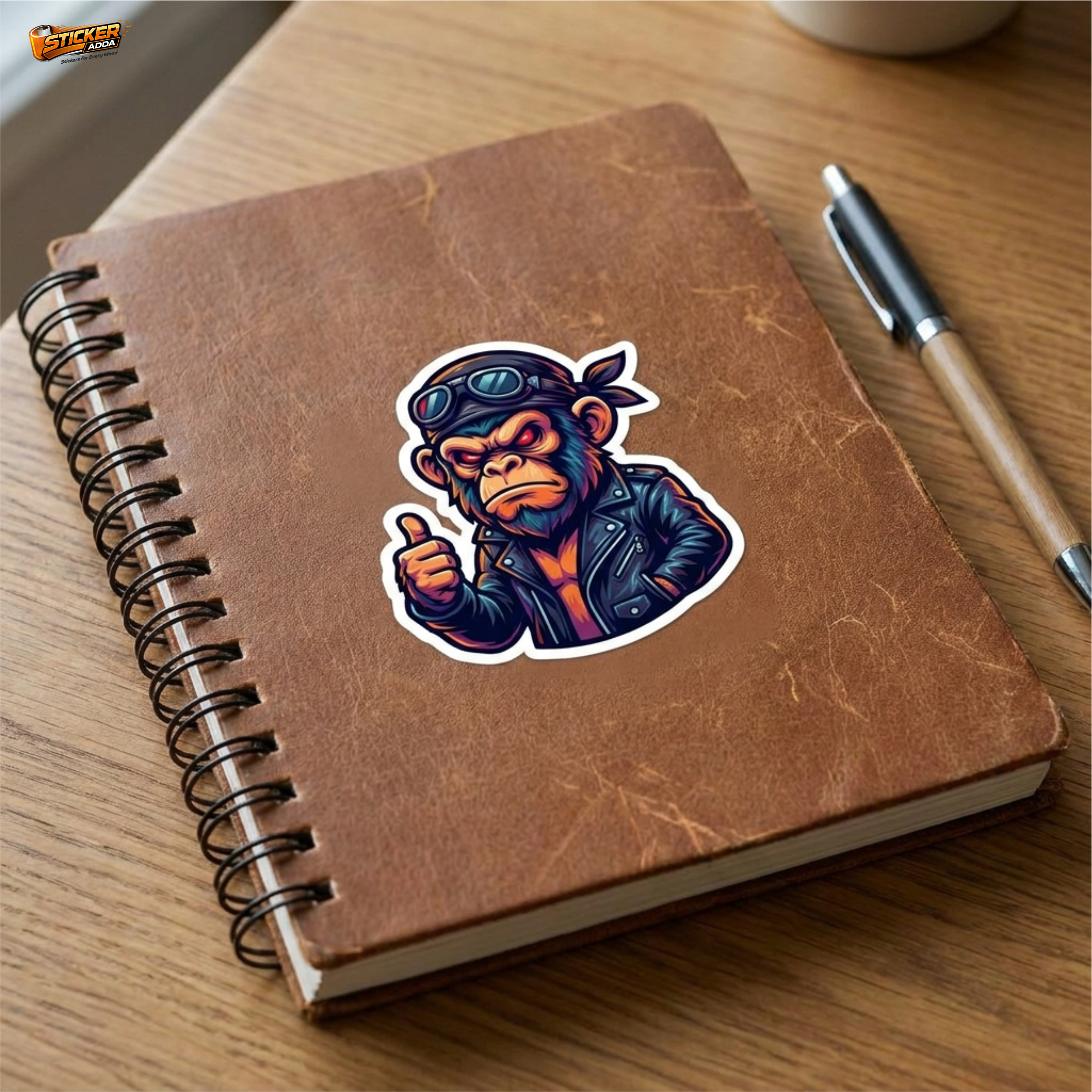 Savage Biker Monkey Attitude™ Sticker – Bold Rebel Character Vinyl Decal for Laptop, Bike & Helmet | StickerAdda™