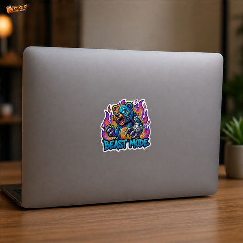 Beast Mode™ Cyber Bear Sticker | Premium Waterproof Vinyl Car & Laptop Sticker | Aggressive Power Decal | StickerAdda™