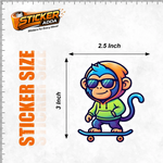 Urban Monkey Vibes™ Skateboard Cartoon Sticker | Stylish Waterproof Vinyl Decal for Car, Laptop, Bike & Helmet thumbnail