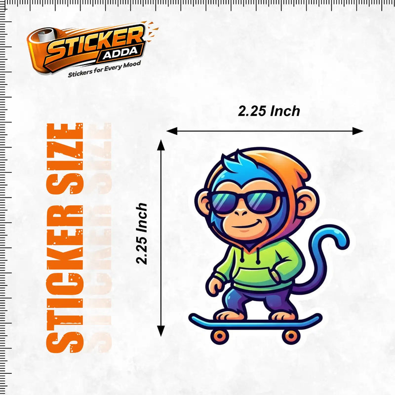 Urban Monkey Vibes™ Skateboard Cartoon Sticker | Stylish Waterproof Vinyl Decal for Car, Laptop, Bike & Helmet 7