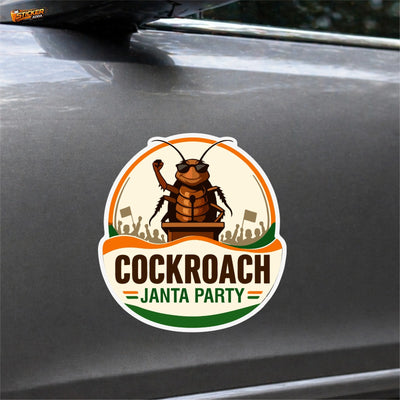 Cockroach Janta Party™ Funny Sticker | Premium Waterproof Vinyl Car, Bike, Laptop & Helmet Sticker | StickerAdda™