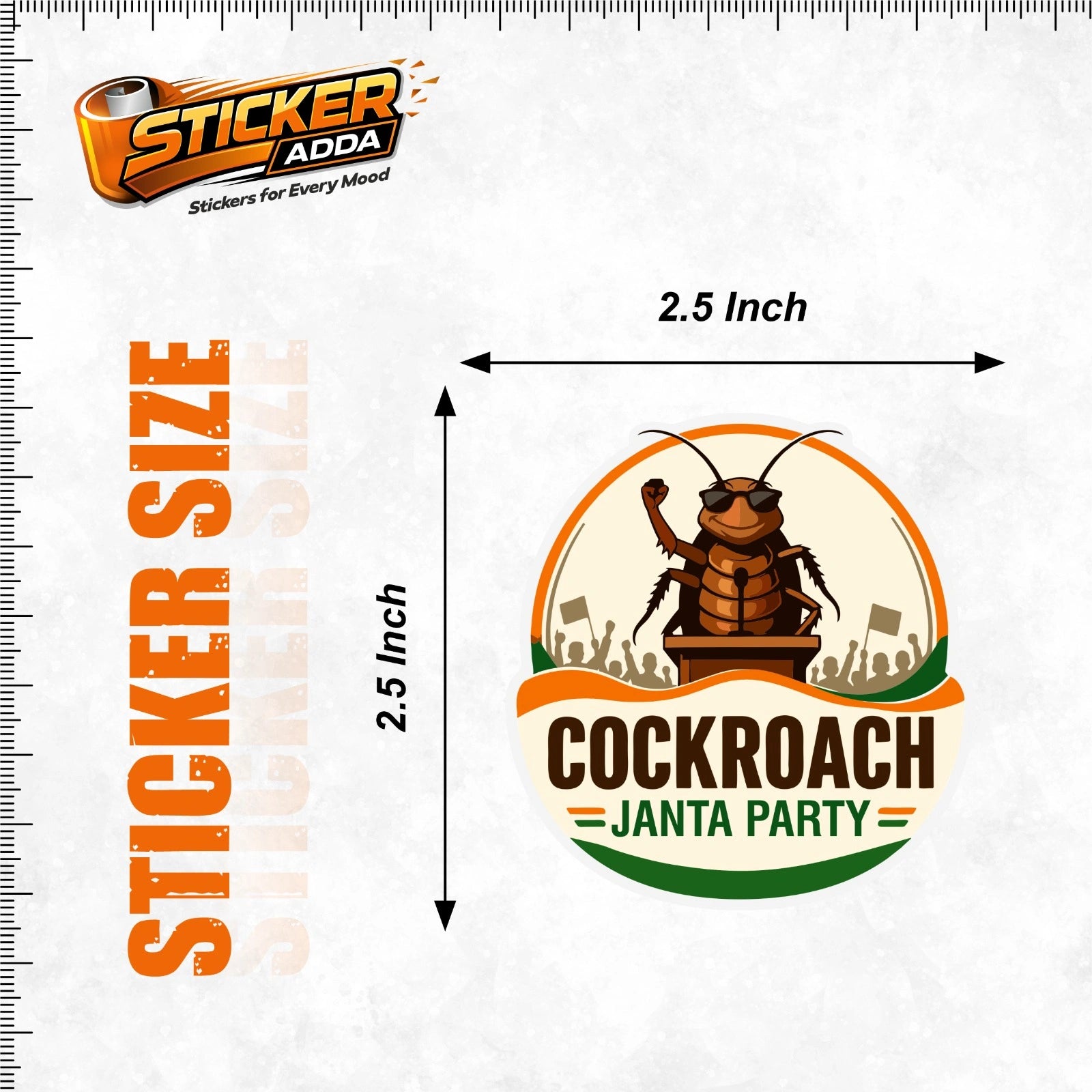 Cockroach Janta Party™ Funny Sticker | Premium Waterproof Vinyl Car, Bike, Laptop & Helmet Sticker | StickerAdda™