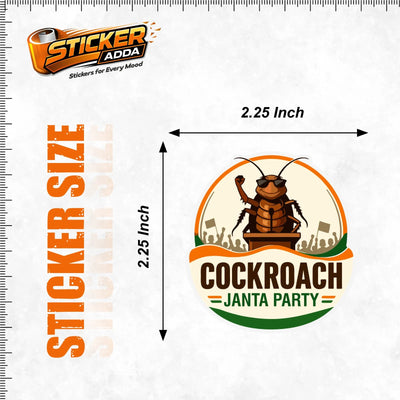 Cockroach Janta Party™ Funny Sticker | Premium Waterproof Vinyl Car, Bike, Laptop & Helmet Sticker | StickerAdda™