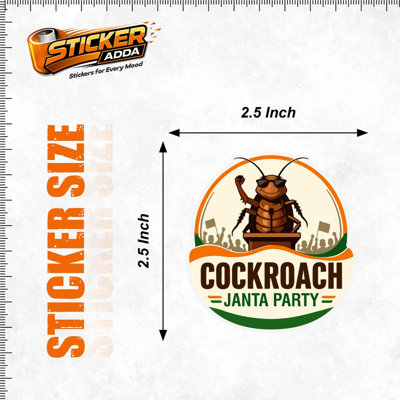 Cockroach Janta Party™ Funny Sticker | Premium Waterproof Vinyl Car, Bike, Laptop & Helmet Sticker | StickerAdda™ 3