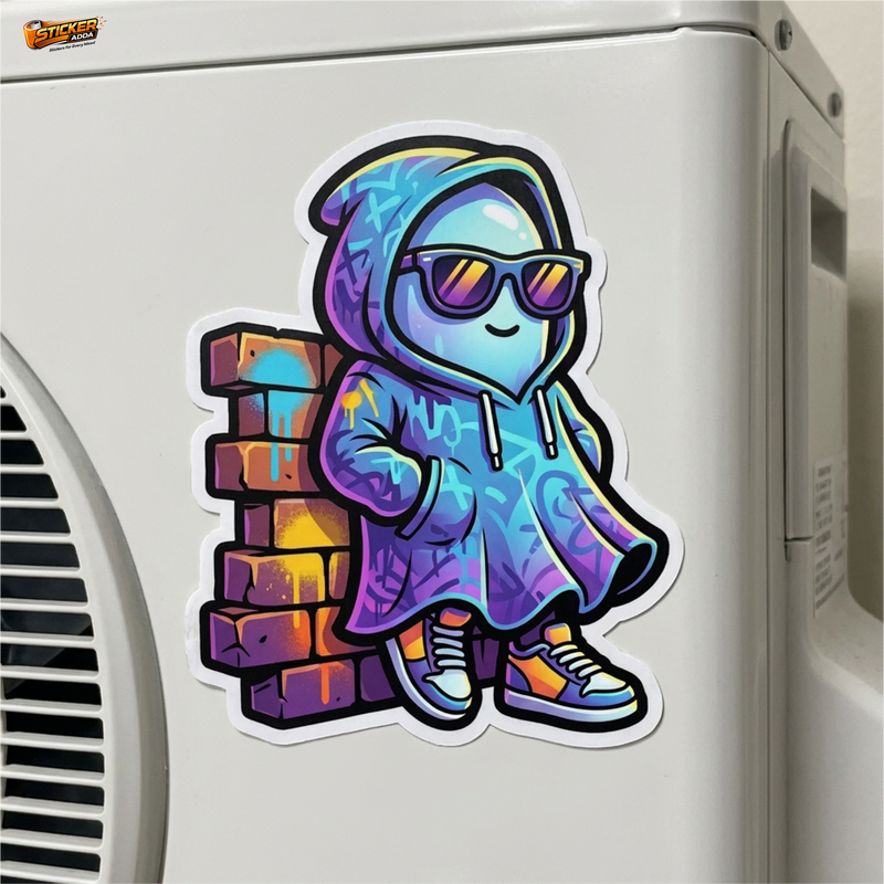 Street Vibe Ghost Graffiti™ Sticker – Cool Hoodie Character Vinyl Decal for Laptop, Bike & Helmet 2