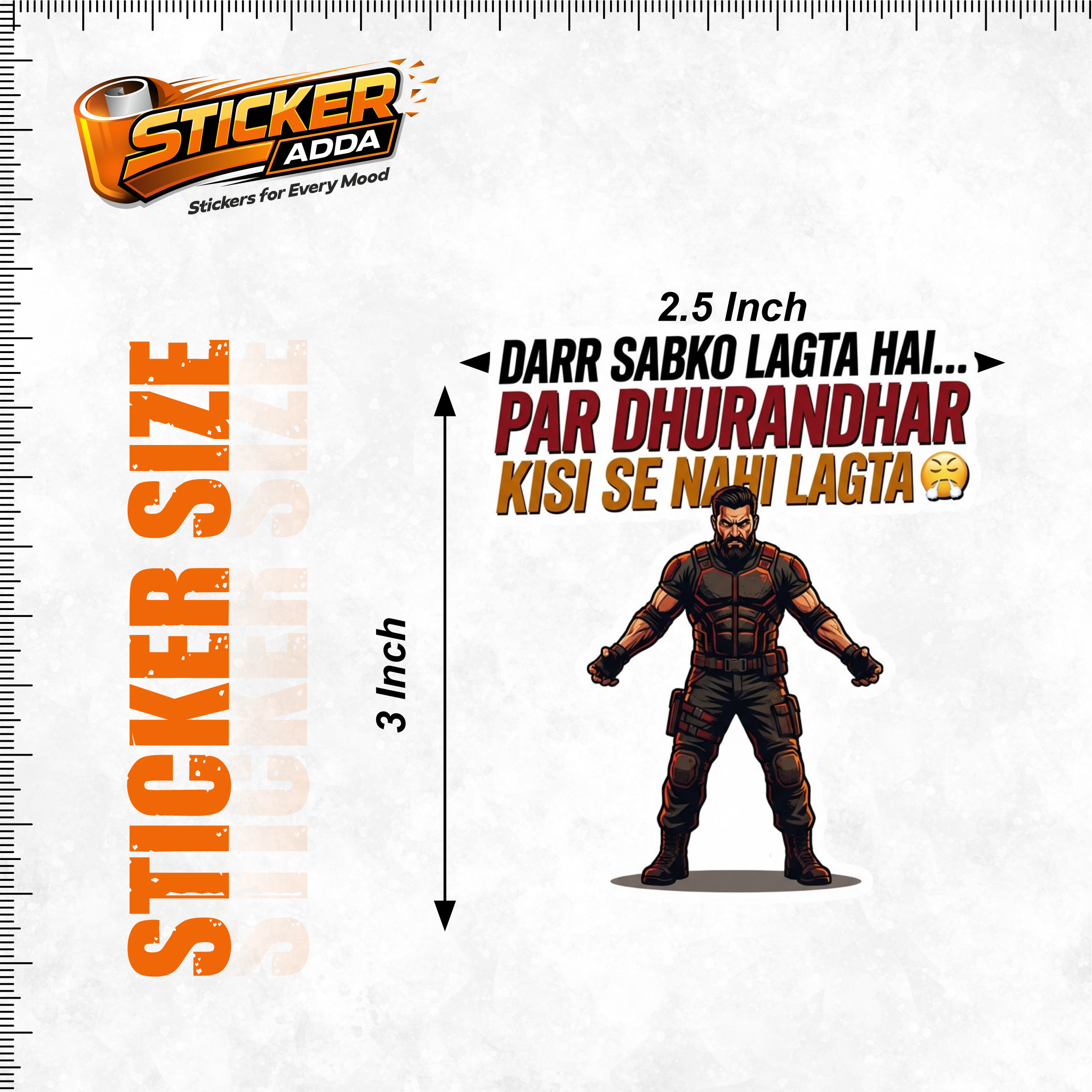 Darr Sabko Lagta Hai Par Dhurandhar Kisi Se Nahi Lagta Attitude Sticker for Bike Laptop Helmet | Waterproof Vinyl Decal | StickerAdda™