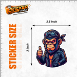 Savage Biker Monkey Attitude™ Sticker – Bold Rebel Character Vinyl Decal for Laptop, Bike & Helmet | StickerAdda™ thumbnail