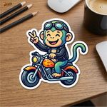Street Vibe Monkey Rider™ Sticker – Cool Biker Character Vinyl Decal for Laptop, Bike & Helmet thumbnail