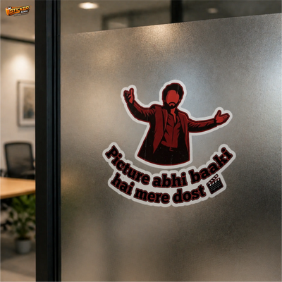 Picture Abhi Baaki Hai Mere Dost™ Funny Bollywood Attitude Sticker for Car, Bike, Laptop & Helmet | Waterproof Vinyl Decal