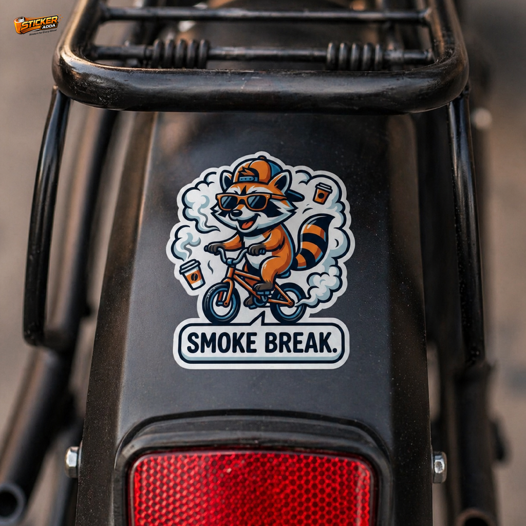 Smoke Break™ Raccoon Sticker | Premium Waterproof Vinyl Car & Bike Sticker | Funny Chill Vibe Decal | StickerAdda™