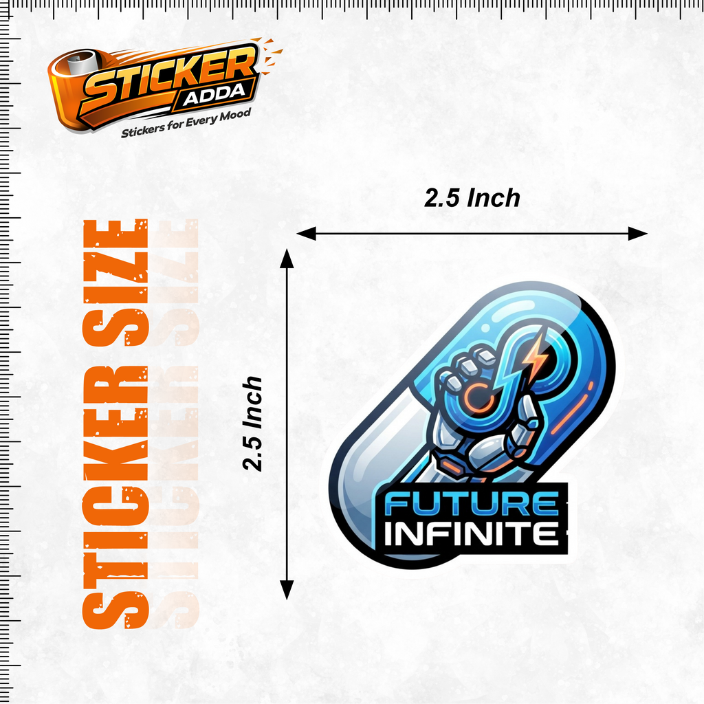 Future Infinite™ Tech Hand Sticker | Premium Waterproof Vinyl Car & Laptop Sticker | Futuristic Power Gesture Decal | StickerAdda™