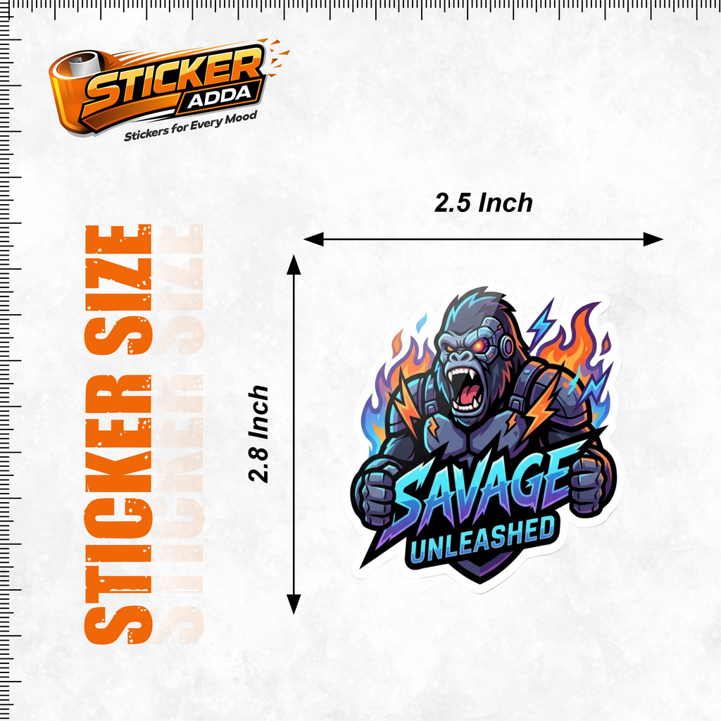 Savage Unleashed Gorilla™ Car Sticker | Premium Waterproof Vinyl Decal | Bold Beast Mode Attitude Sticker | Car Stickers Under 100 | Motorcycle Bike Sticker Design | StickerAdda™