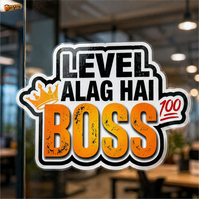Level Alag Hai Boss™ Funny Attitude Sticker | Premium Waterproof Vinyl Laptop, Car & Bike Sticker