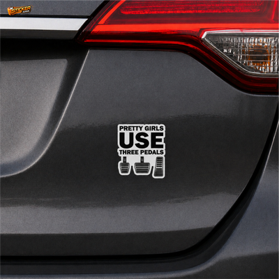 Pretty Girls Use Three Pedals™ Car Sticker | Premium Waterproof Vinyl Decal | Manual Driving Attitude Sticker