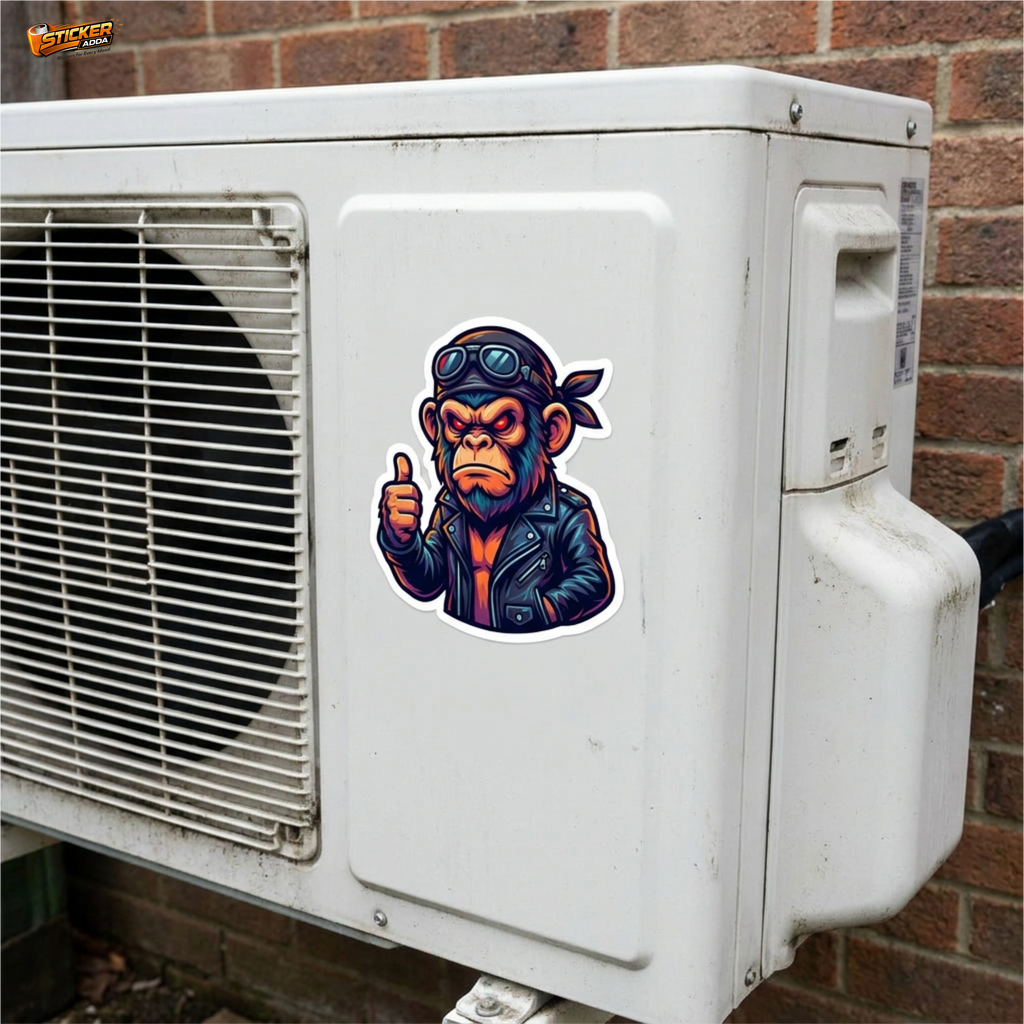 Savage Biker Monkey Attitude™ Sticker – Bold Rebel Character Vinyl Decal for Laptop, Bike & Helmet | StickerAdda™