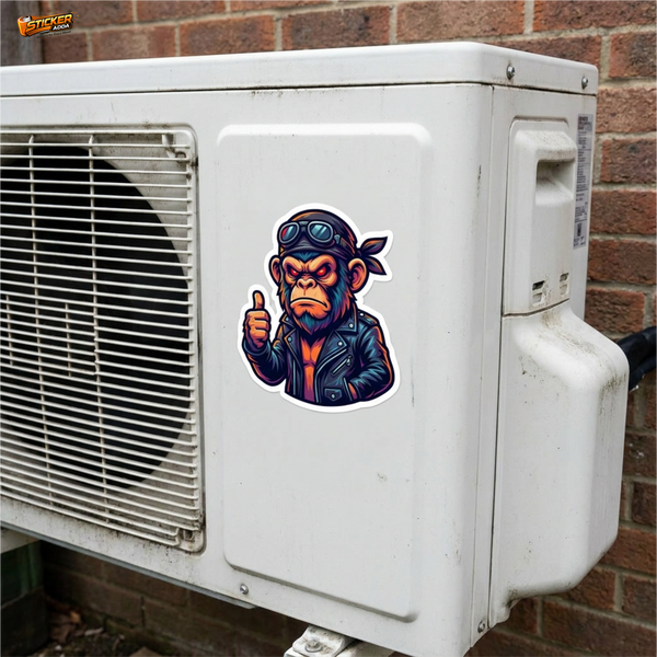 Savage Biker Monkey Attitude™ Sticker – Bold Rebel Character Vinyl Decal for Laptop, Bike & Helmet | StickerAdda™