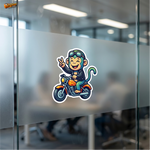 Street Vibe Monkey Rider™ Sticker – Cool Biker Character Vinyl Decal for Laptop, Bike & Helmet thumbnail