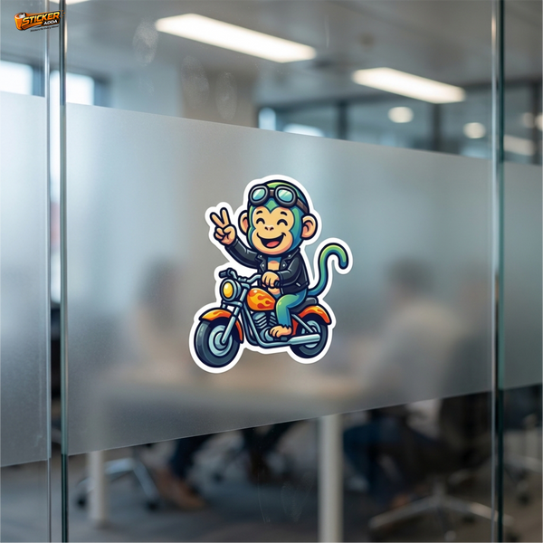 Street Vibe Monkey Rider™ Sticker – Cool Biker Character Vinyl Decal for Laptop, Bike & Helmet