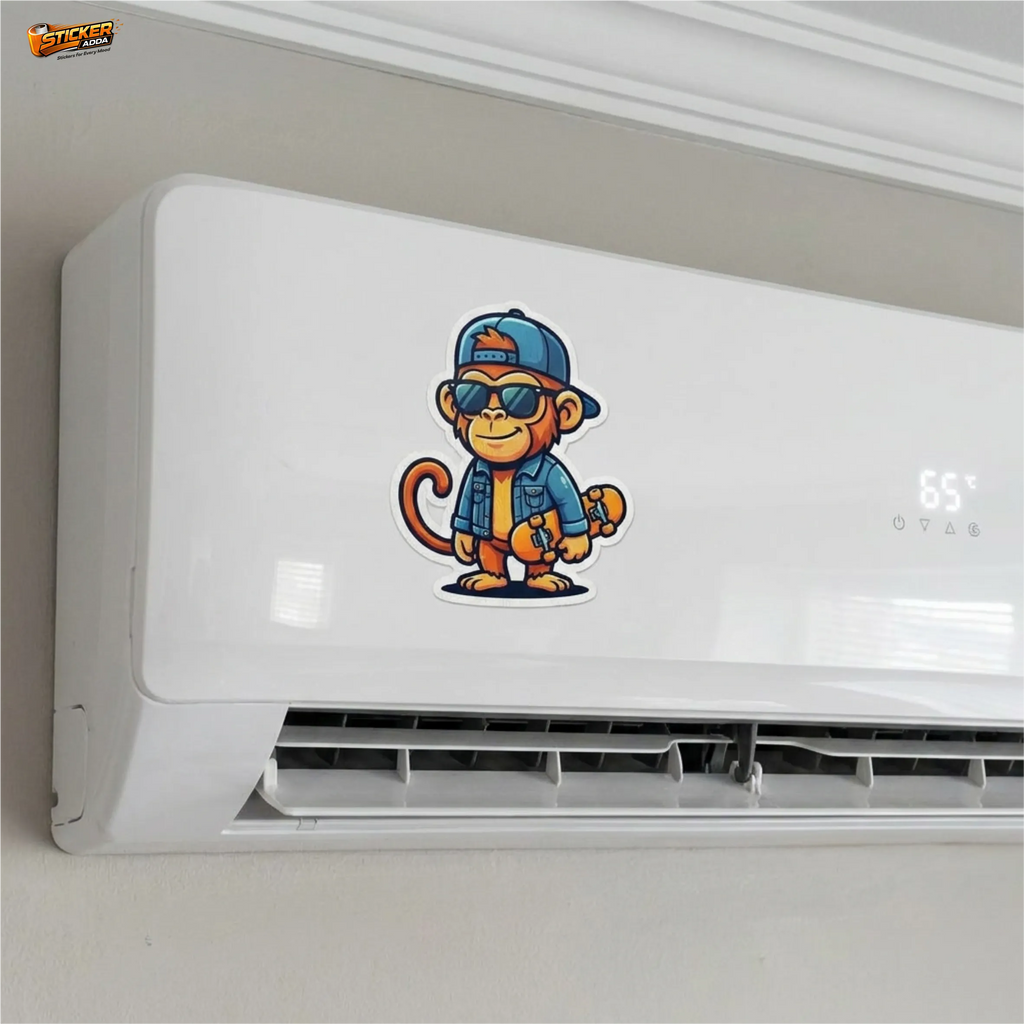Urban Monkey Vibes™ Sticker | Cool Skater Monkey Waterproof Vinyl Decal for Car, Bike, Laptop & Helmet | Stylish Cartoon Character Sticker | StickerAdda™