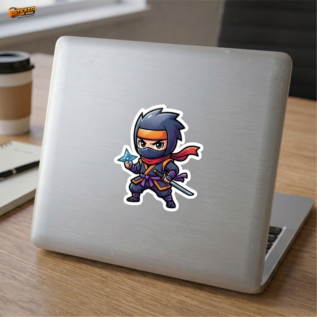 Stealth Ninja Warrior™ Sticker – Cool Shinobi Character Vinyl Decal for Laptop, Bike & Helmet | StickerAdda™