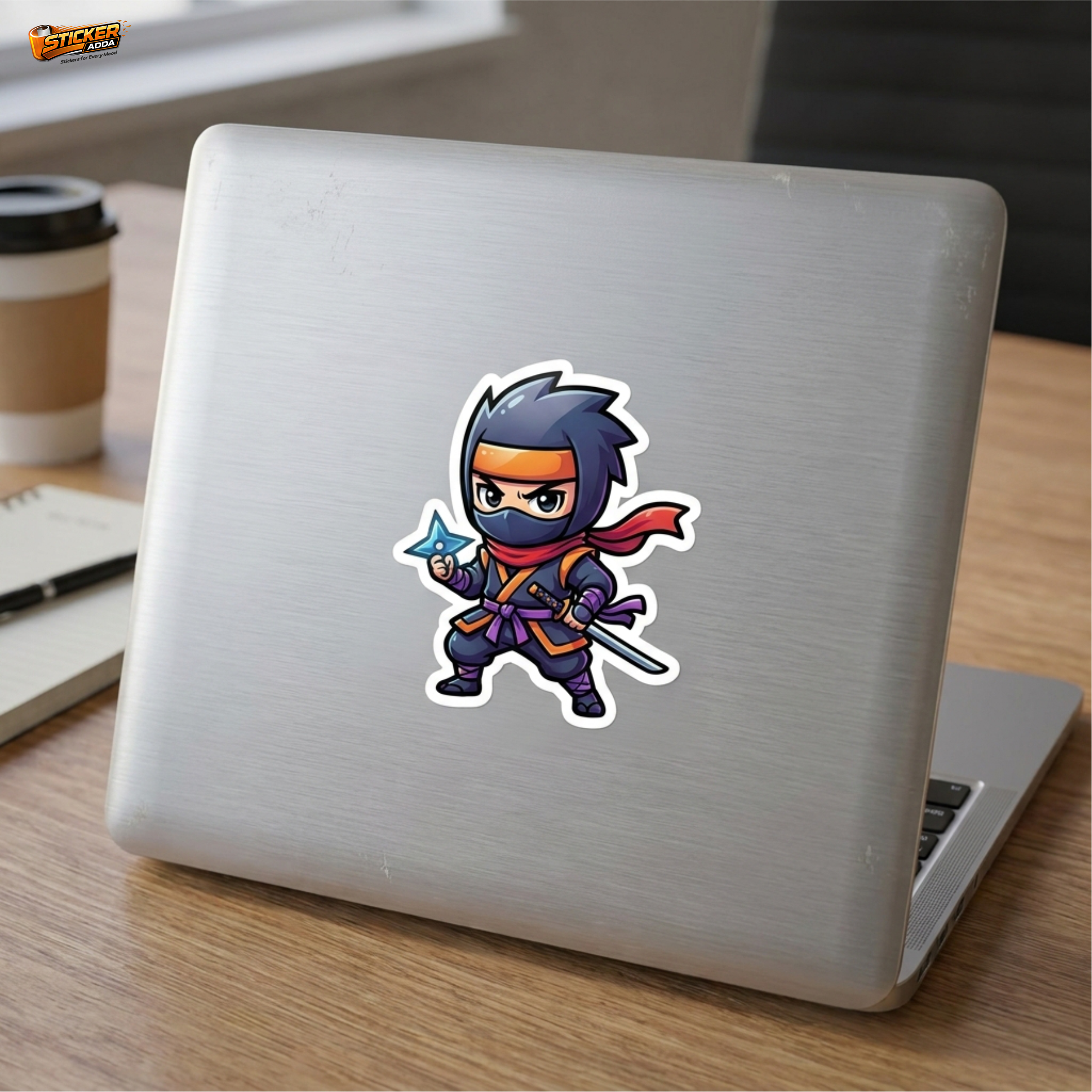 Stealth Ninja Warrior™ Sticker – Cool Shinobi Character Vinyl Decal for Laptop, Bike & Helmet | StickerAdda™