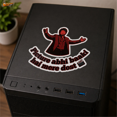 Picture Abhi Baaki Hai Mere Dost™ Funny Bollywood Attitude Sticker for Car, Bike, Laptop & Helmet | Waterproof Vinyl Decal