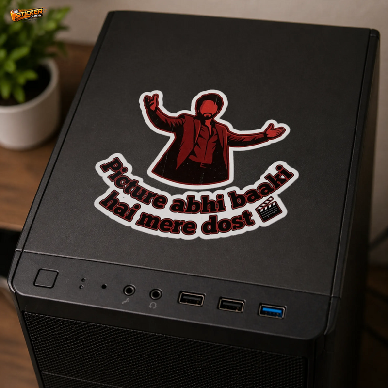 Picture Abhi Baaki Hai Mere Dost™ Funny Bollywood Attitude Sticker for Car, Bike, Laptop & Helmet | Waterproof Vinyl Decal 1