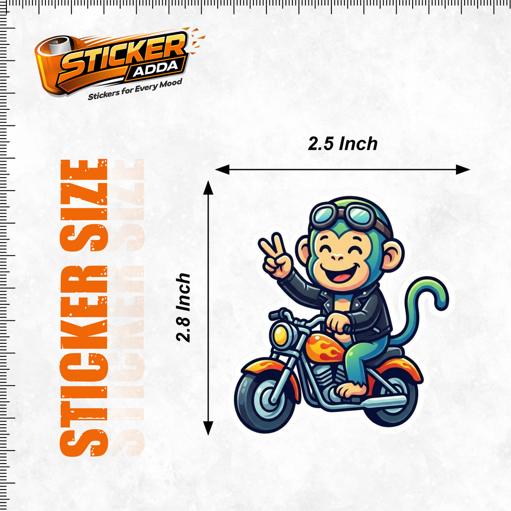 Street Vibe Monkey Rider™ Sticker – Cool Biker Character Vinyl Decal for Laptop, Bike & Helmet | StickerAdda™