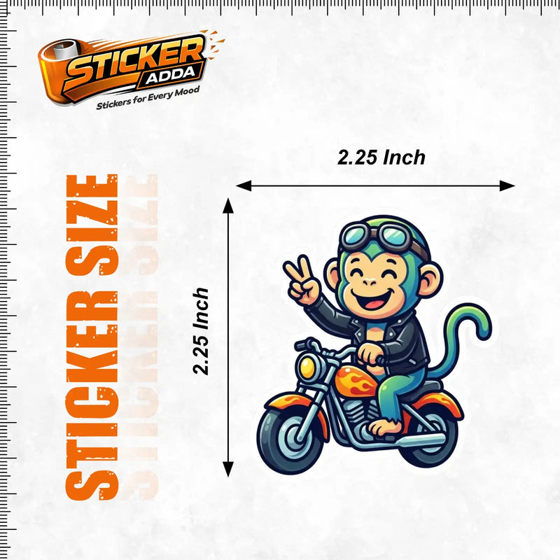 Street Vibe Monkey Rider™ Sticker – Cool Biker Character Vinyl Decal for Laptop, Bike & Helmet 9