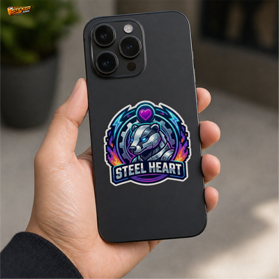 Steel Heart™ Robot Bear Sticker | Premium Waterproof Vinyl Car & Bike Sticker | Futuristic Love Tech Decal