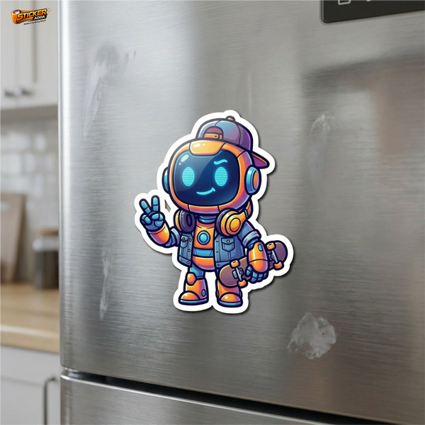 Street Vibe Robot Skater™ Sticker – Cool Astronaut Character Vinyl Decal for Laptop, Bike & Helmet
