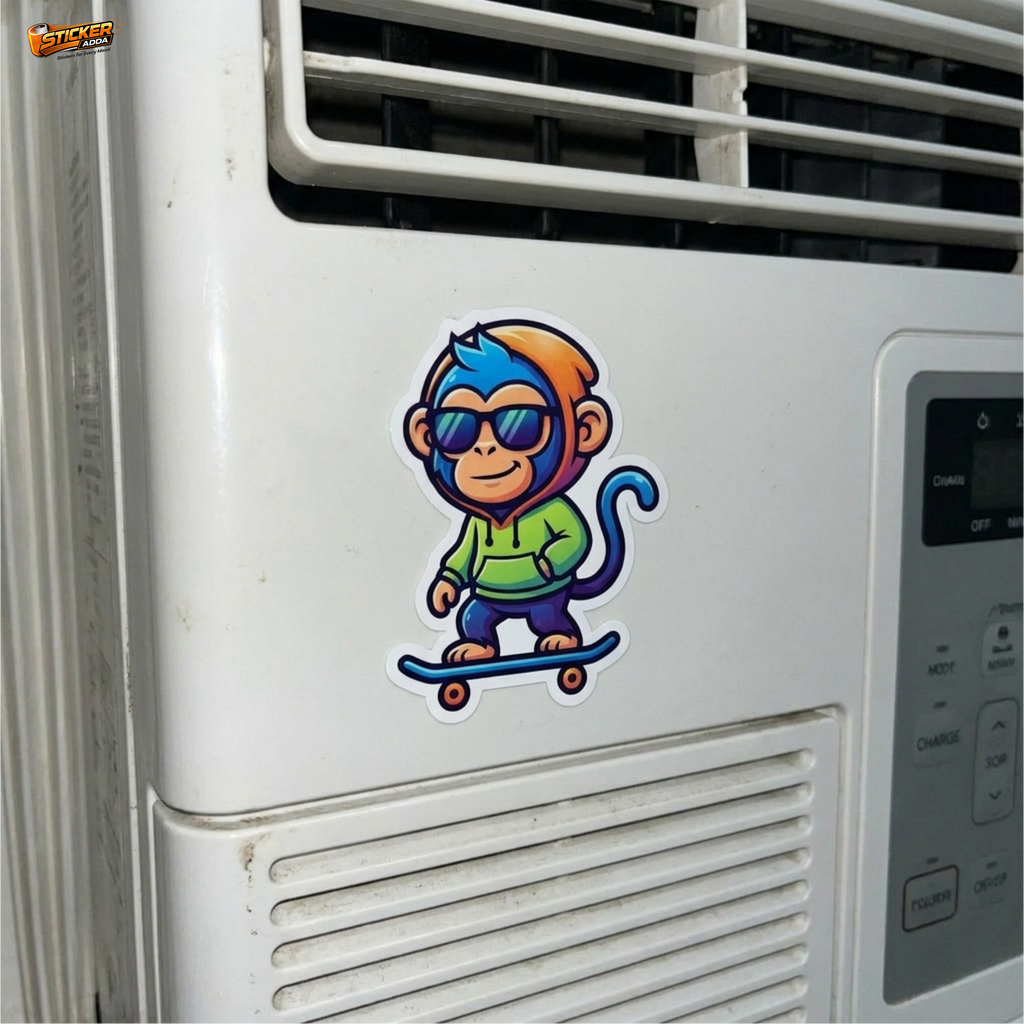 Urban Monkey Vibes™ Skateboard Cartoon Sticker | Stylish Waterproof Vinyl Decal for Car, Laptop, Bike & Helmet | StickerAdda™