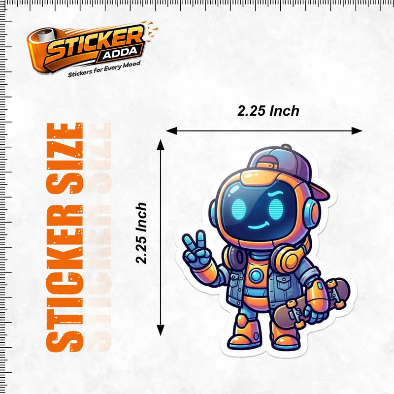 Street Vibe Robot Skater™ Sticker – Cool Astronaut Character Vinyl Decal for Laptop, Bike & Helmet 7