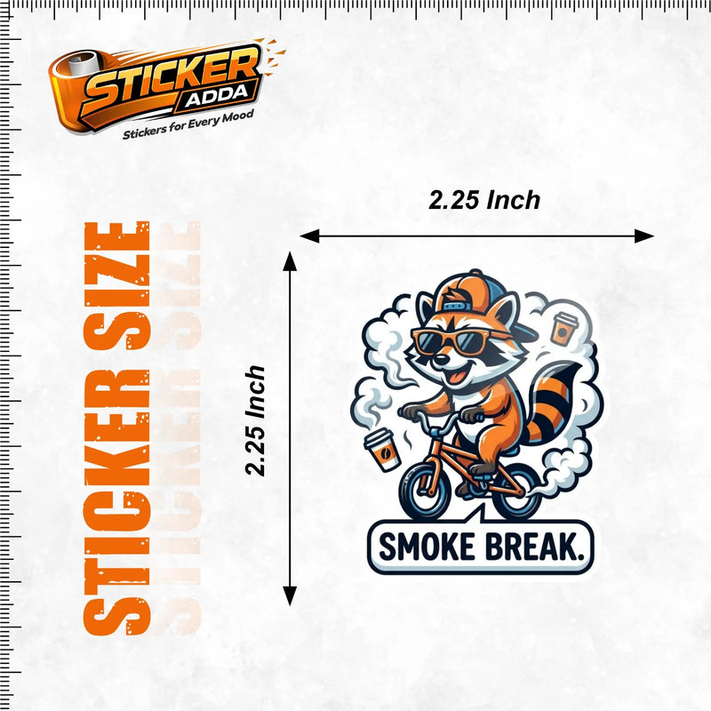 Smoke Break™ Raccoon Sticker | Premium Waterproof Vinyl Car & Bike Sticker | Funny Chill Vibe Decal 3