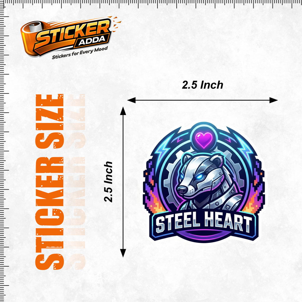 Steel Heart™ Robot Bear Sticker | Premium Waterproof Vinyl Car & Bike Sticker | Futuristic Love Tech Decal | StickerAdda™