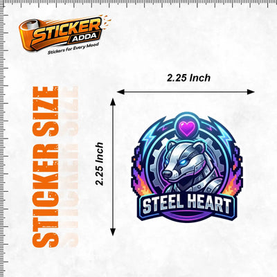 Steel Heart™ Robot Bear Sticker | Premium Waterproof Vinyl Car & Bike Sticker | Futuristic Love Tech Decal