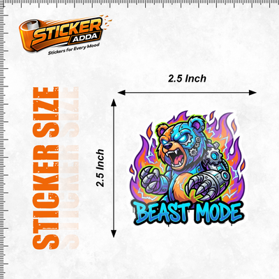 Beast Mode™ Cyber Bear Sticker | Premium Waterproof Vinyl Car & Laptop Sticker | Aggressive Power Decal | StickerAdda™