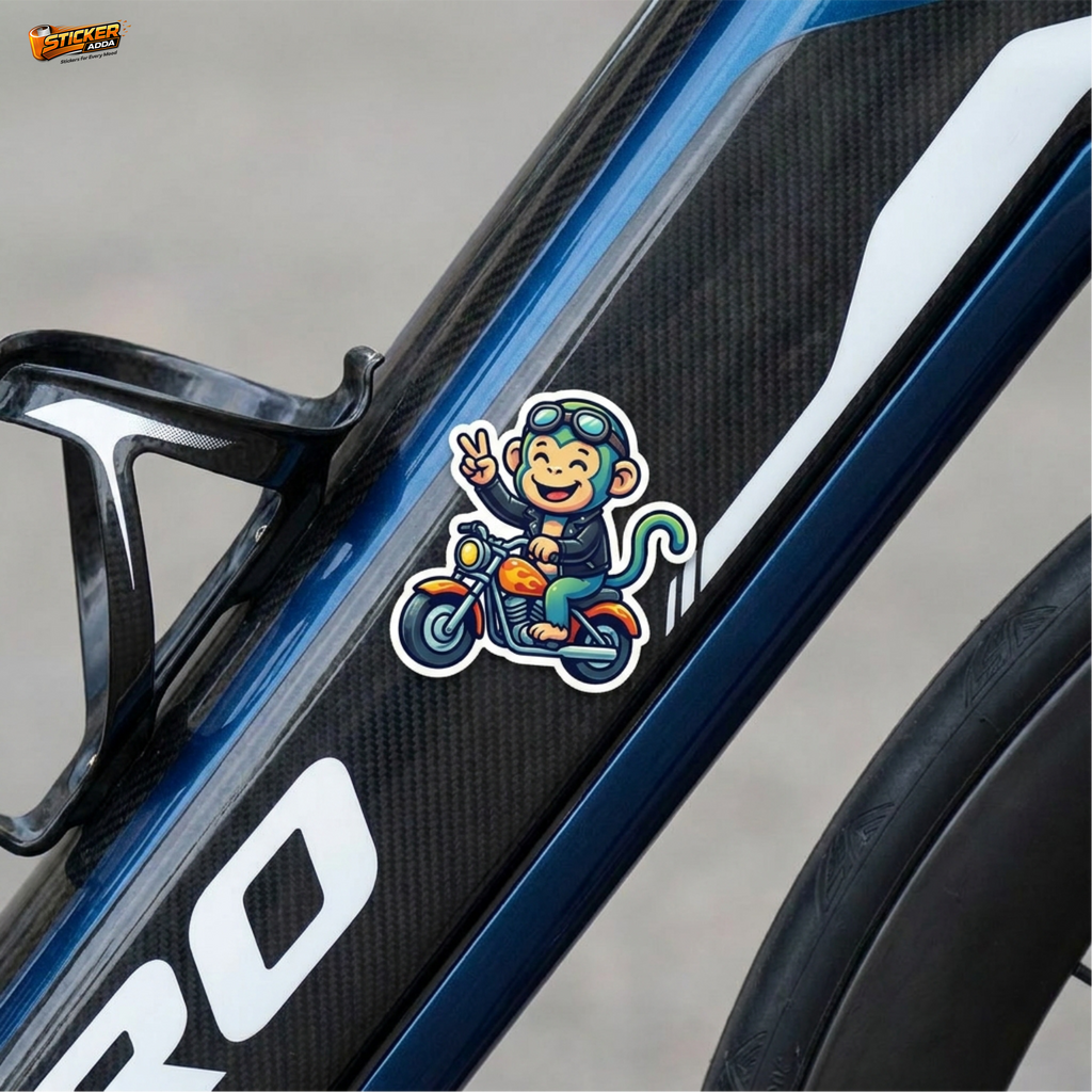 Street Vibe Monkey Rider™ Sticker – Cool Biker Character Vinyl Decal for Laptop, Bike & Helmet | StickerAdda™