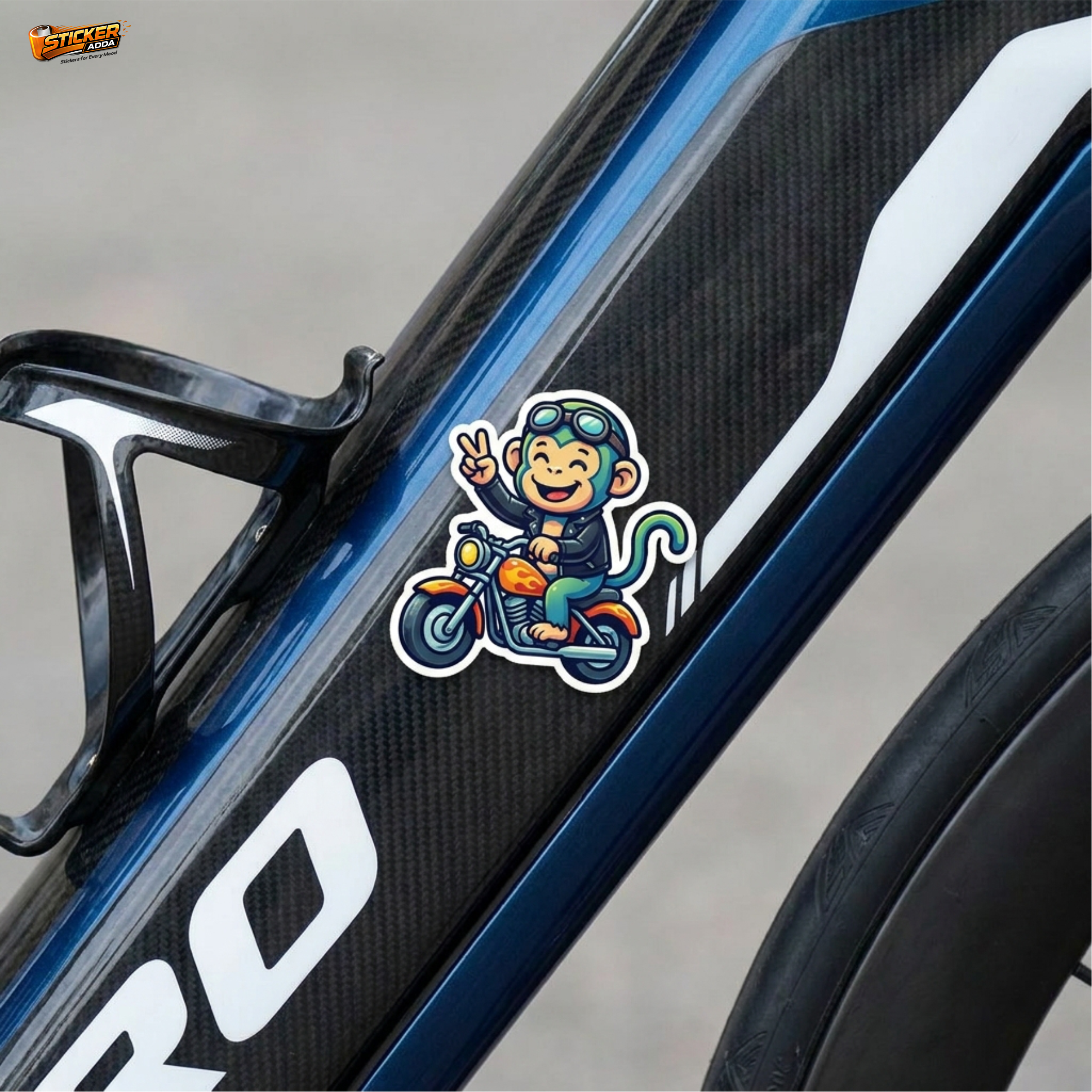 Street Vibe Monkey Rider™ Sticker – Cool Biker Character Vinyl Decal for Laptop, Bike & Helmet | StickerAdda™